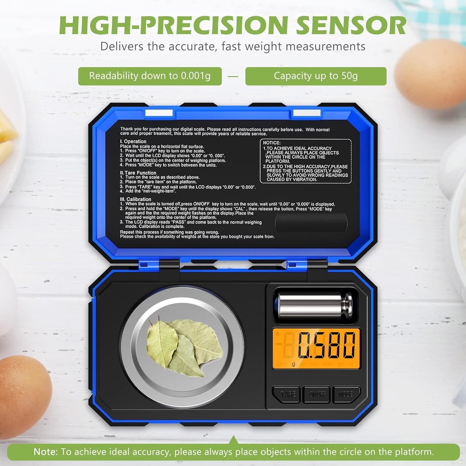 Digital Pocket Scale, 50g 0.001g Professional Milligram Scale, Portable Sized