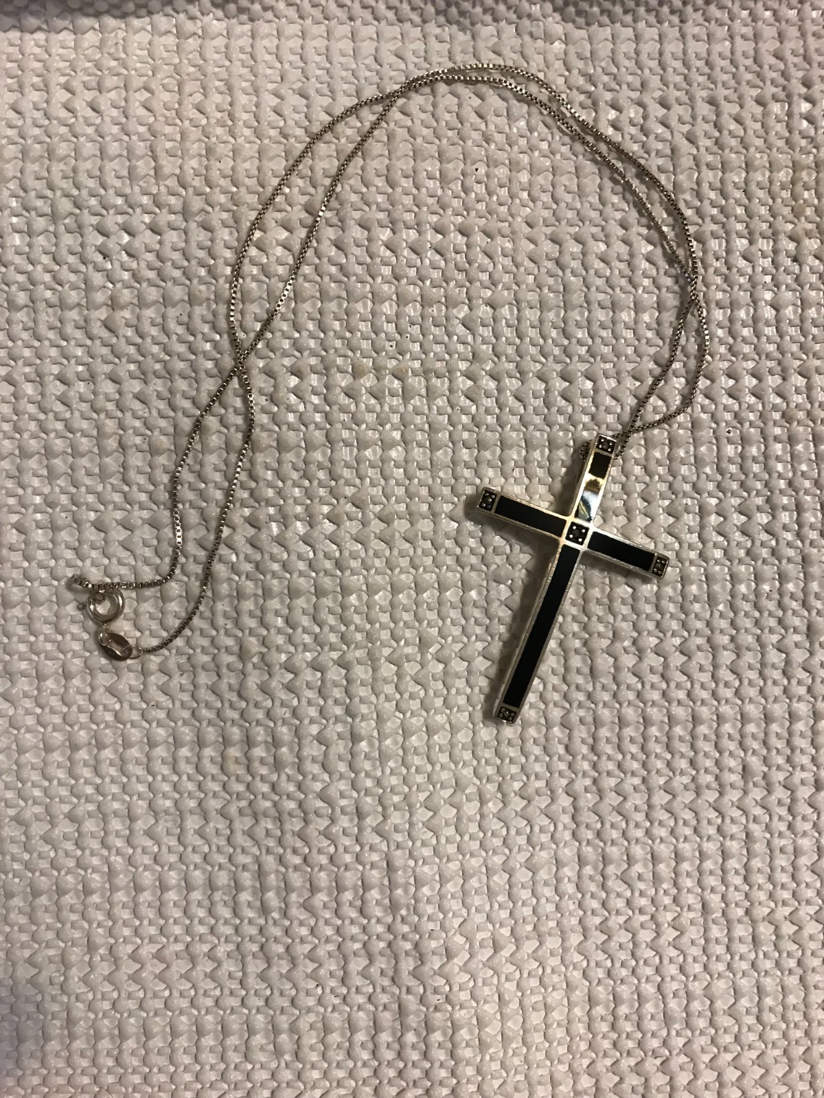 925 Black & Sterling Cross Pendant Necklace, 7.69 Grams – AE grr d5