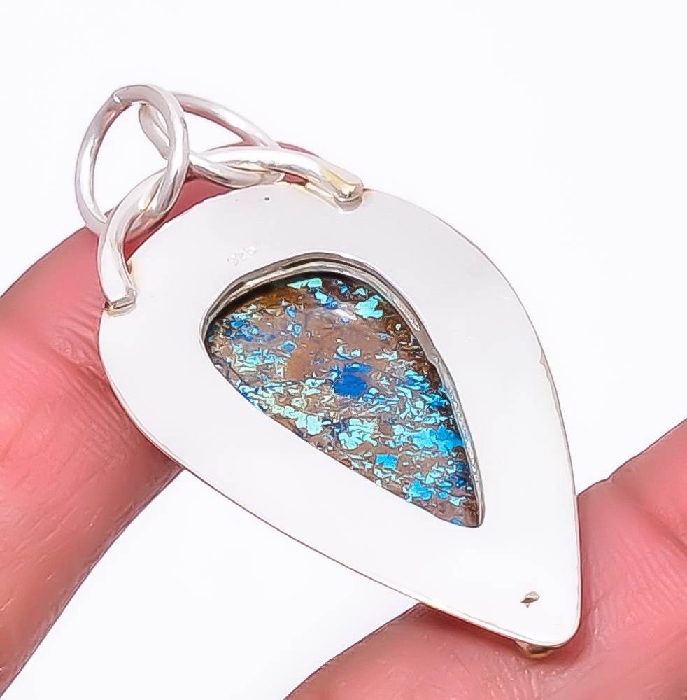 Azurite – Utah Gemstone 925 Sterling Silver Handmade Fine Art Pendant 2.15″ A330