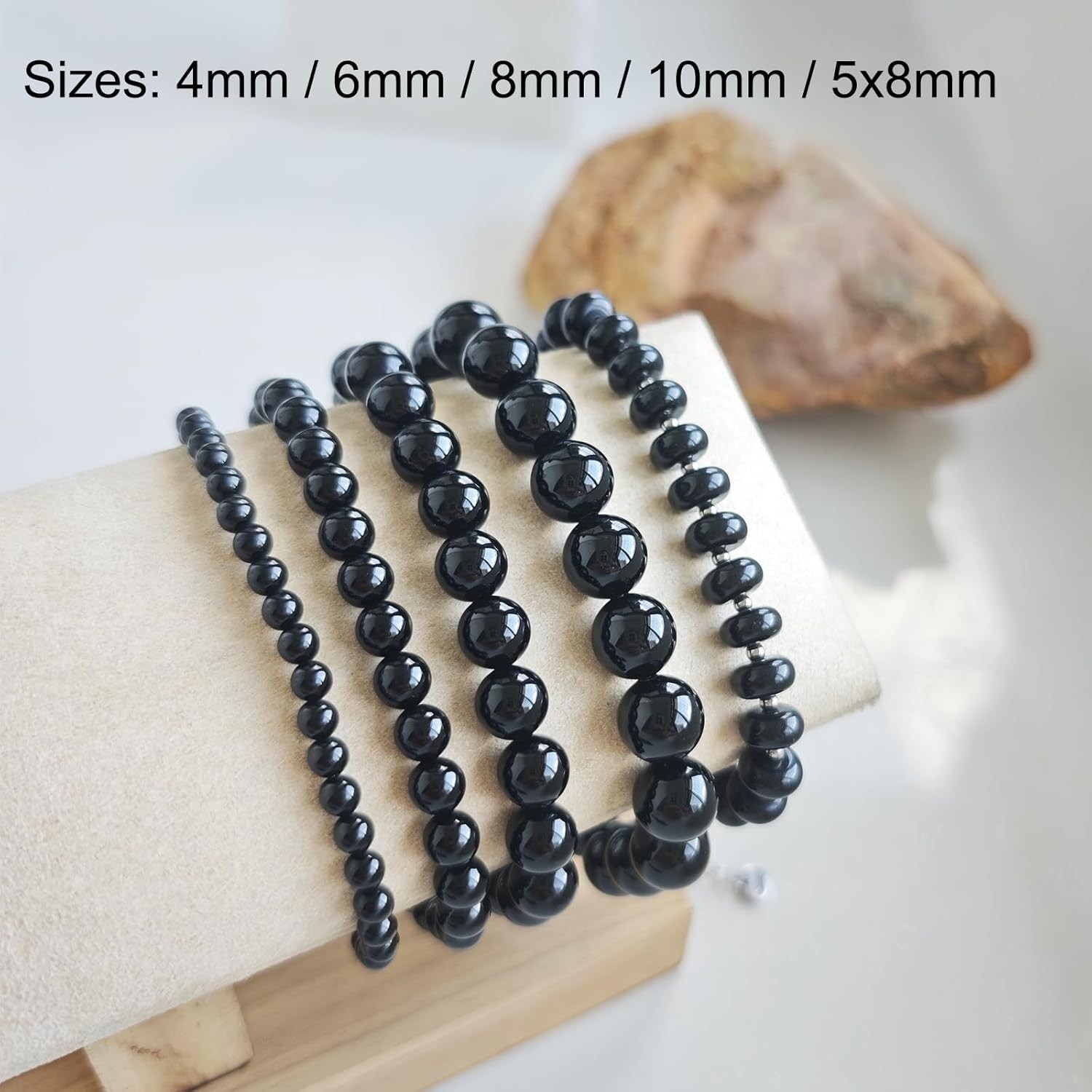 Healing Gemstone Bracelet, 4mm Black Onyx – Ideal Gift for Emotional Stability