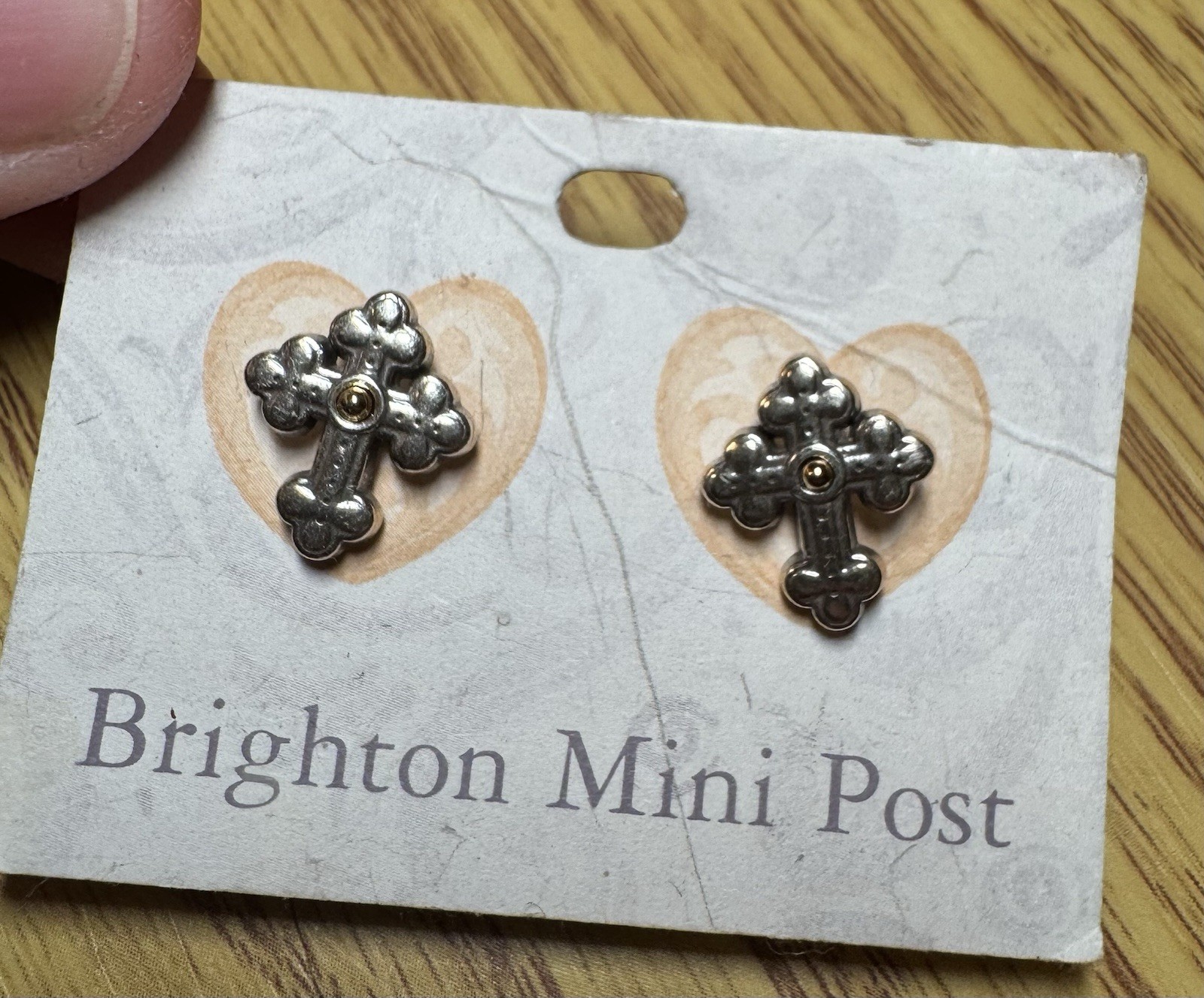 Brighton mini post NWT Silver Cross earrings