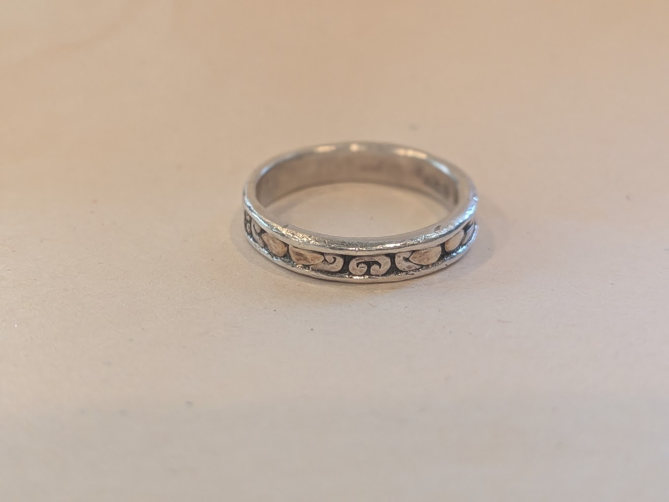 Vintage John Hardy 925 Sterling Silver 18K Gold Band Ring Size 7 w/ Pouch