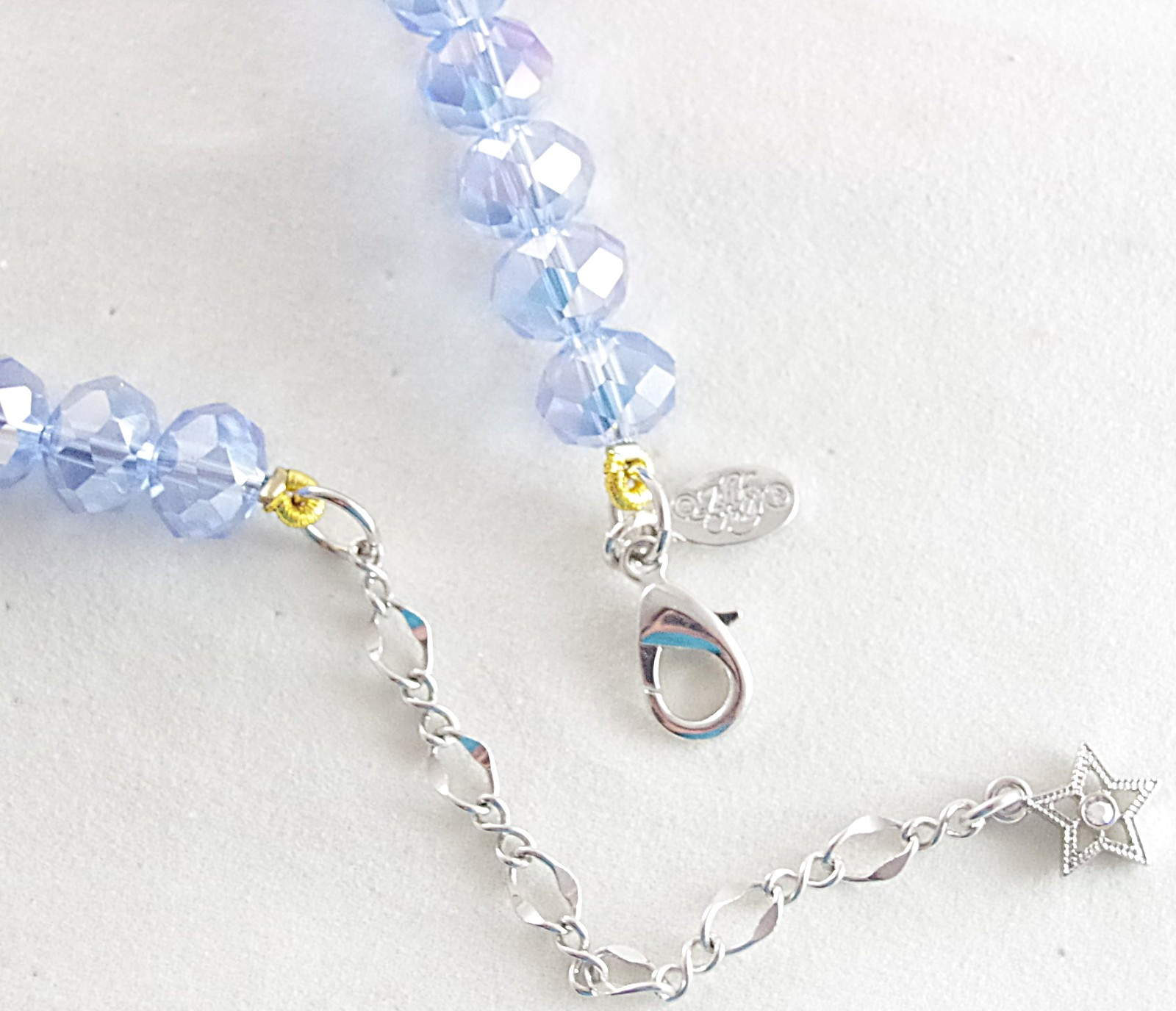 KIRKS FOLLY MAGNETIC CRYSTAL RHINESTONE BLUE ANGEL GODDESS SILVER TONE NECKLACE