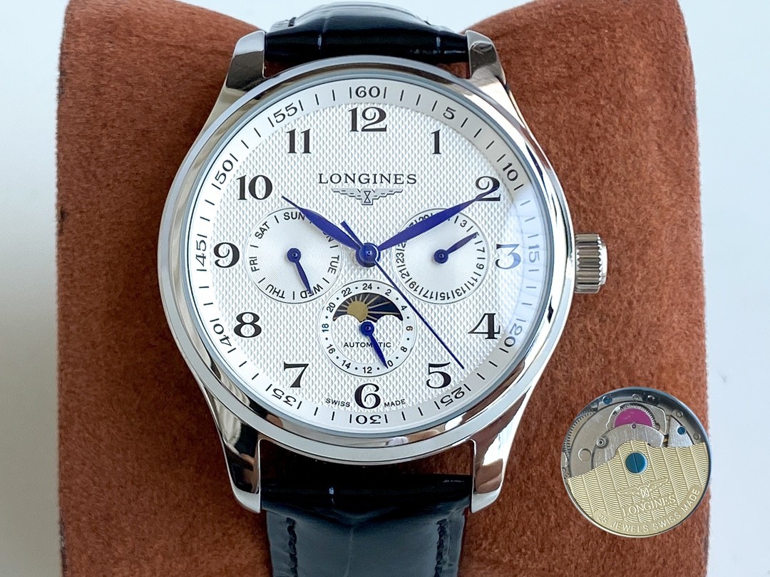 Longines Master Collection Men’s Automatic Moonphase Watch 40mm Leather