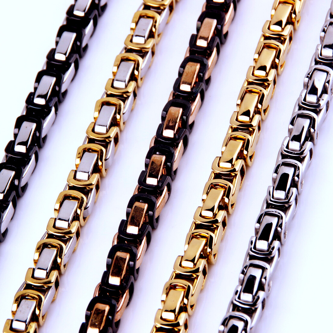 5/6/8mm Hip Hop Men’s Stainless Steel Byzantine Box Chain Necklace Jewelry Gift