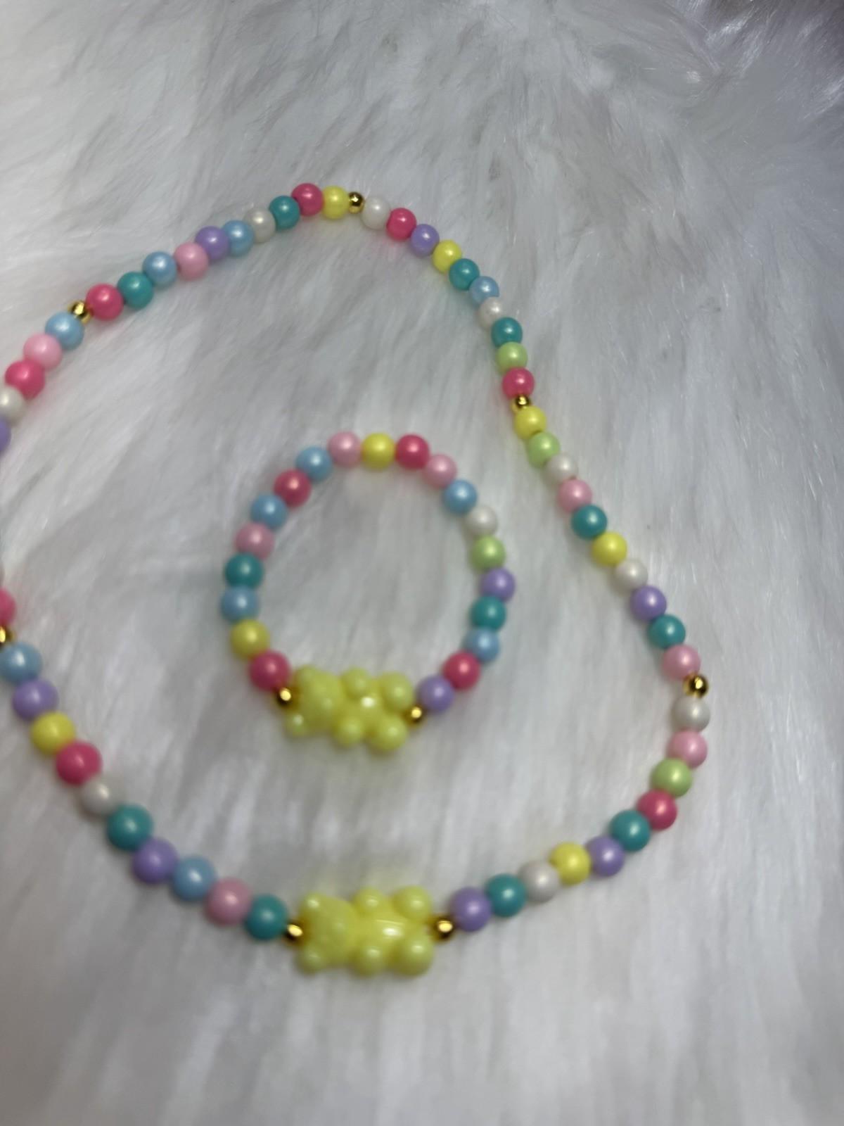 Multicolor Adjustable Kids Gummy Bear Necklace Bracelet Jewelry Set