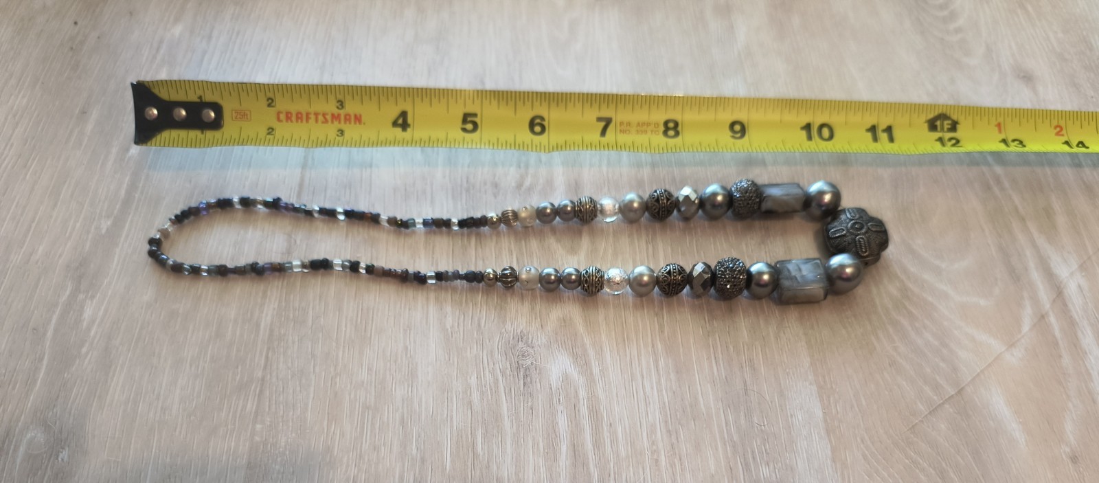 Handcrafted Beaded Grey Necklace