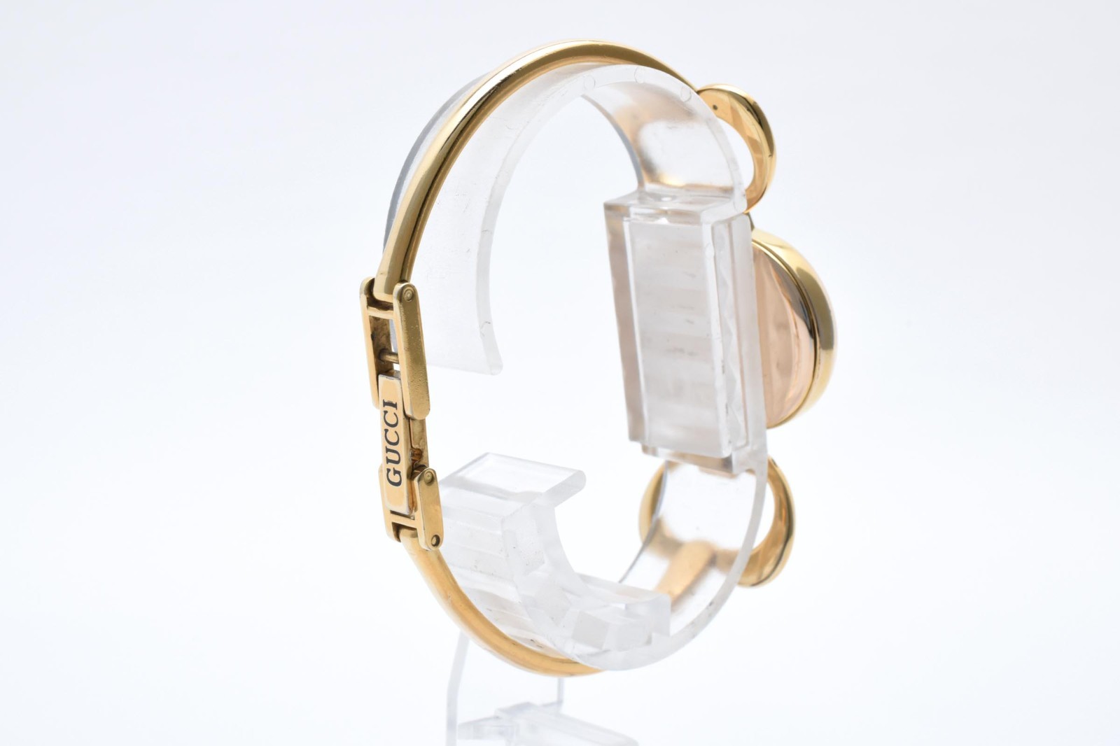 Gucci 1600 White Dial Gold Horsebit Bangle Ladies Watch w/Box Works #7