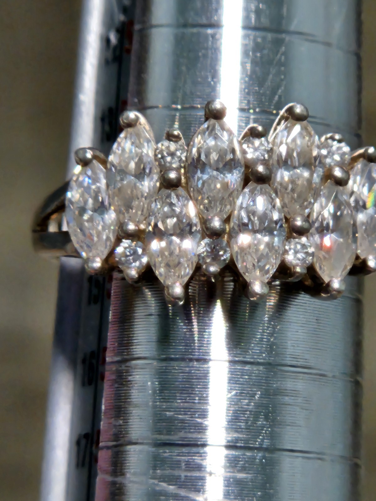 DQCZ Diamonique 925 Silver Cocktail Ring CZ Marquise SZ 7, 4g Free Shipping