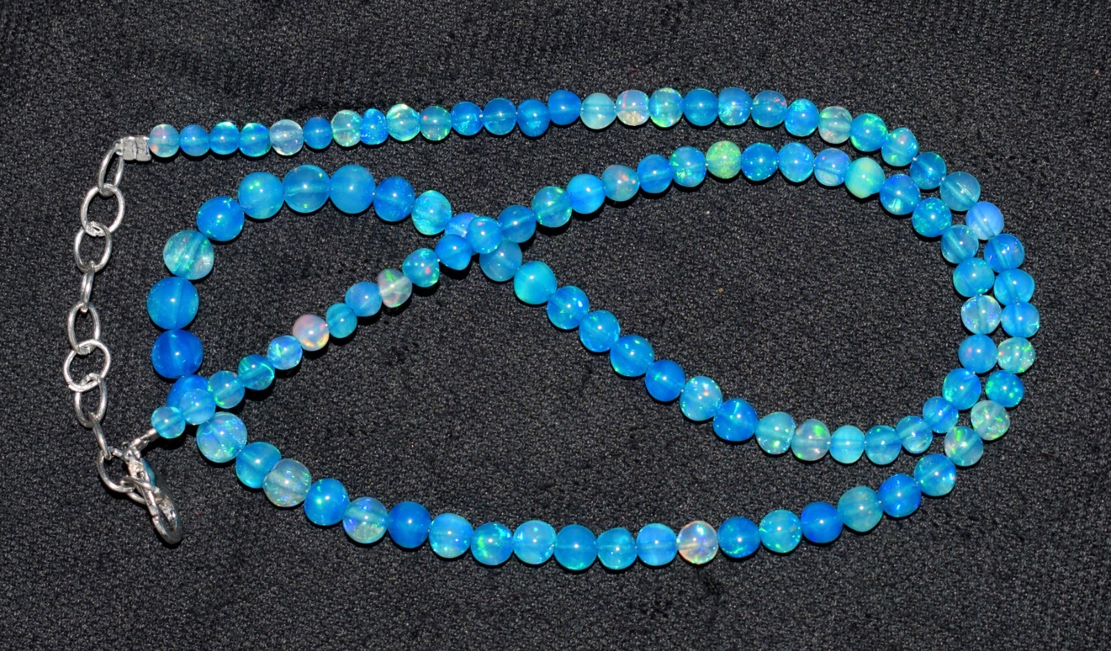 16″Natural Ethiopian Opal Wello Fire Opal Gemstone Beads Necklace Jewelry F651