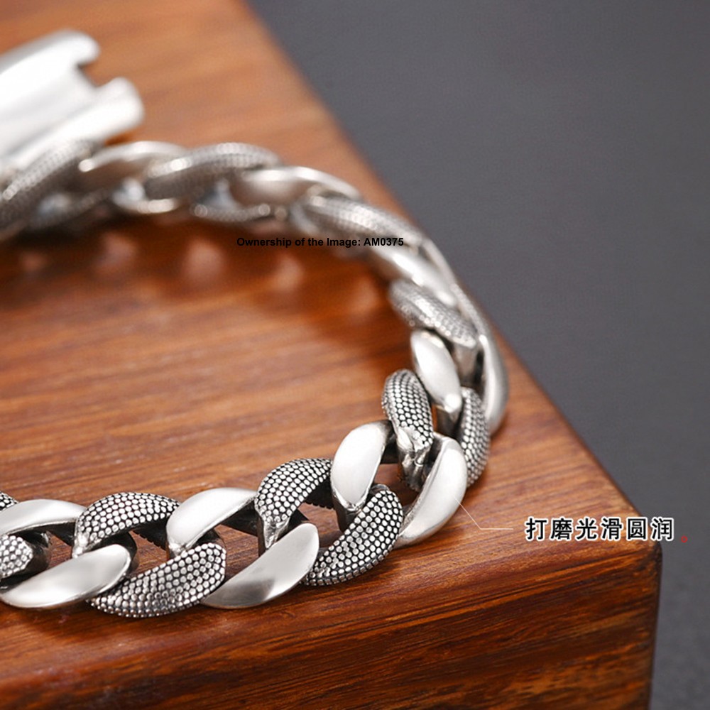 Real S925 Sterling Silver Bracelet 10mm Curb Link Bracelet For Men 7.1-8.7inch
