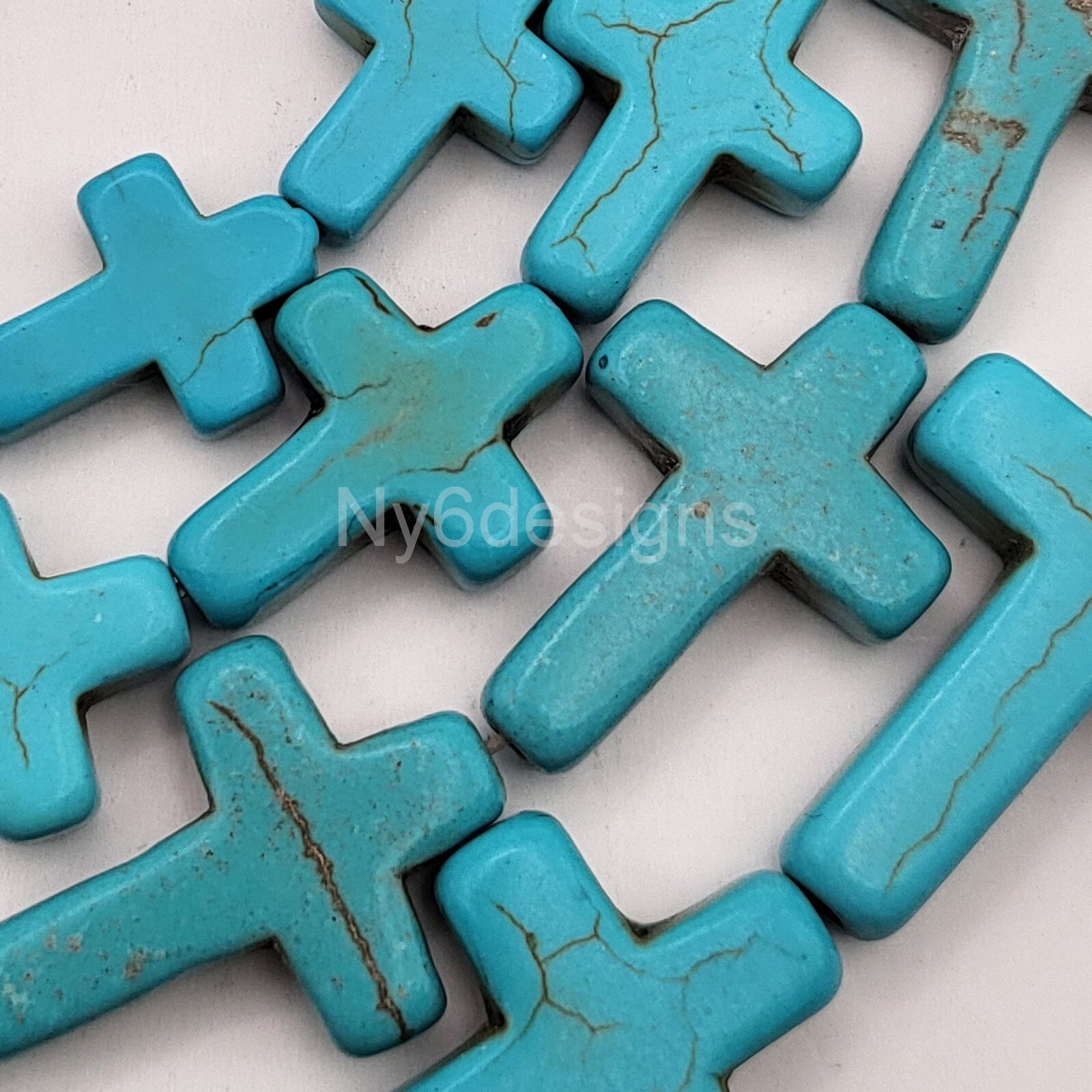 Wholesale Turquoise Howlite Magnesite Cross Loose Beads 15″ strand Free Shipping