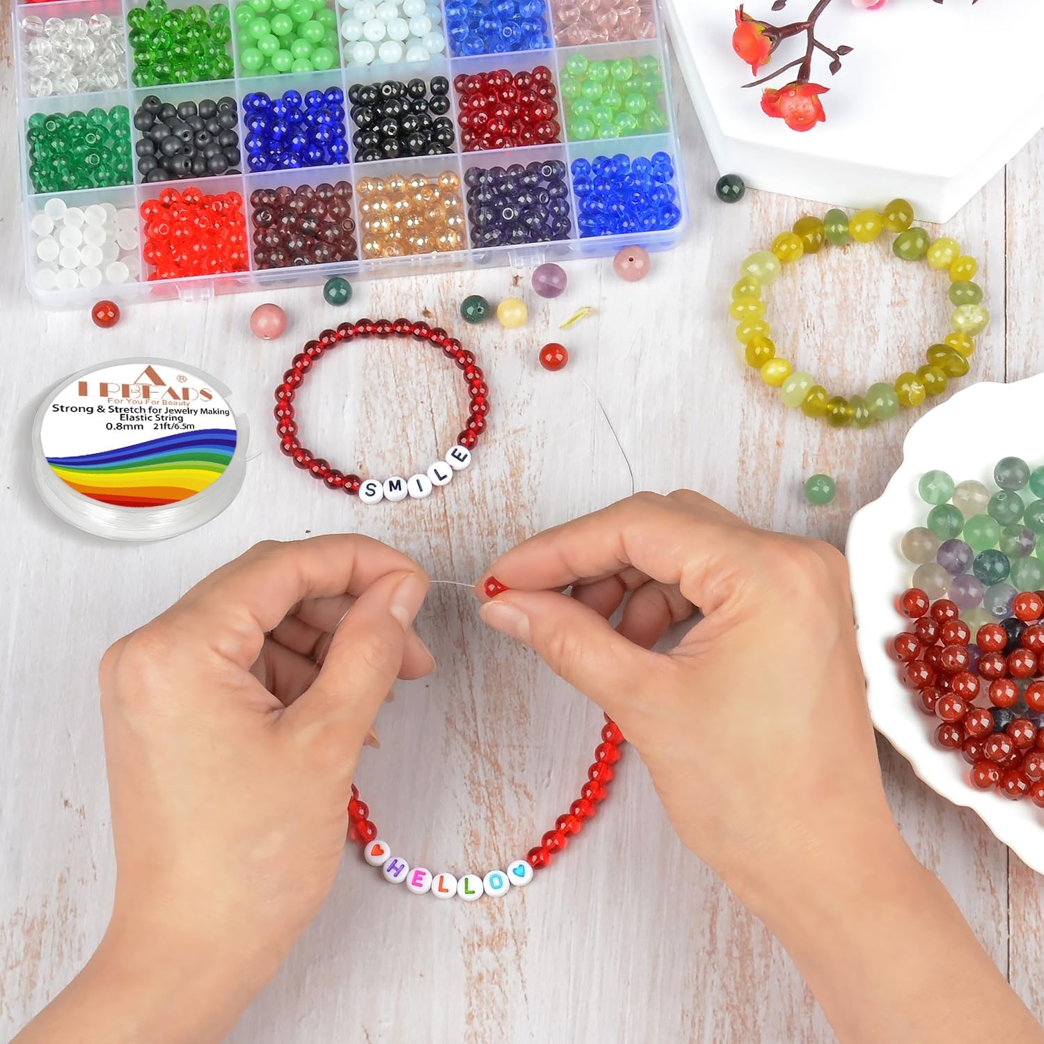 Elastic Bracelet 0.4mm, 0.5mm, 0.6mm, 0.7mm, 0.8mm, 1mm, Round Crystal Clear