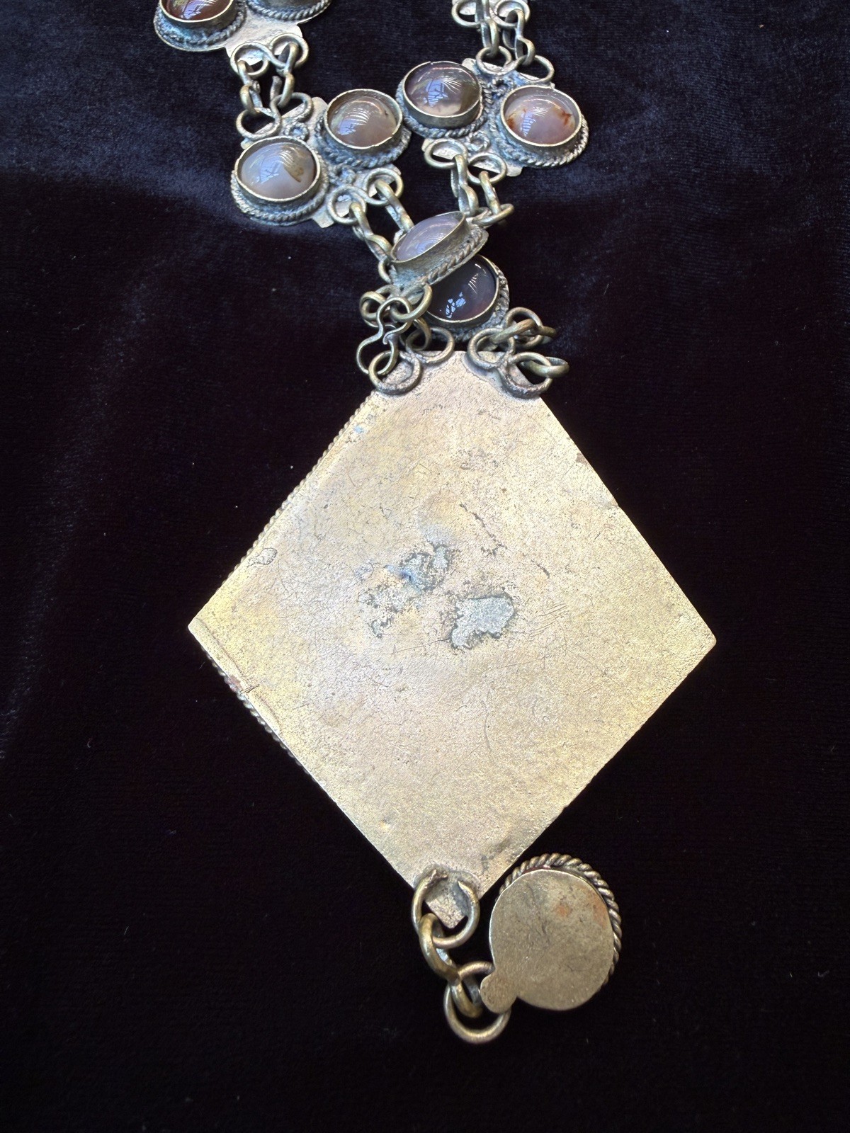VINTAGE MIDDLE EASTERN Kuchi Bedouin TRIBAL filigree Agate Handmade NECKLACE