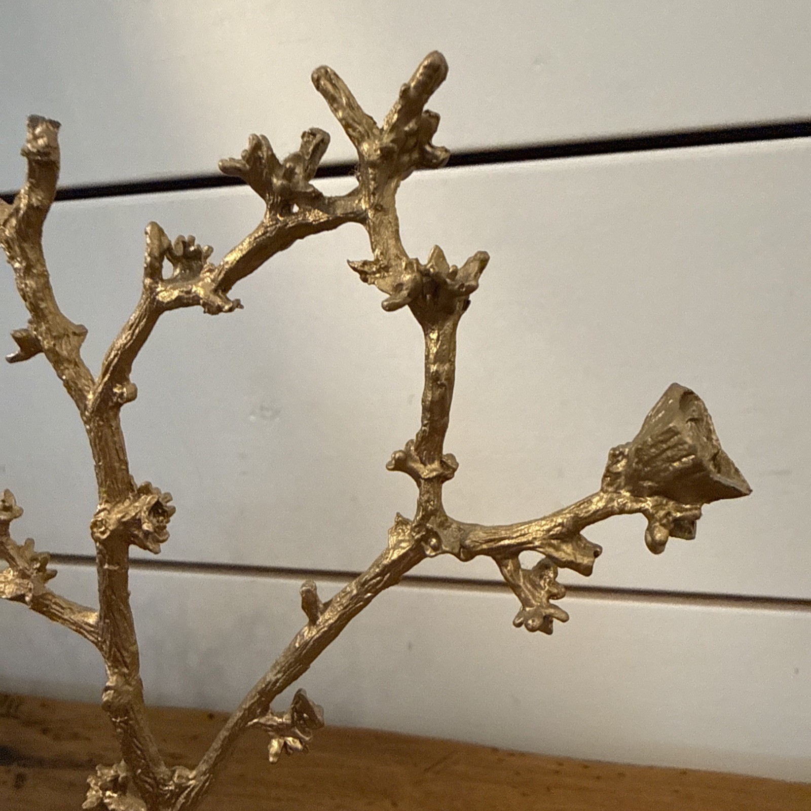 Goldtone Jewelry Tree Stand with Enamel Bowl Base
