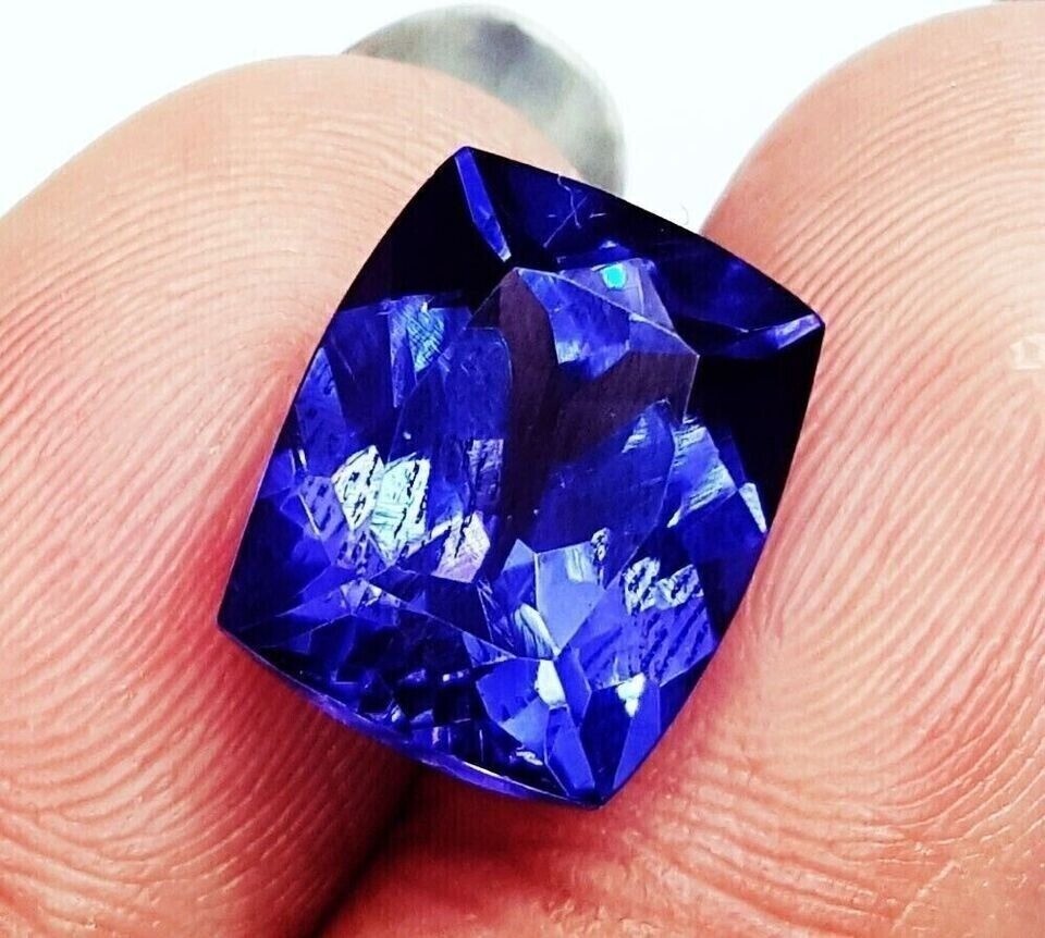 Certified 11.70 Ct Natural Blue Tanzanite Loose Gemstone Excellent Cushion Cut