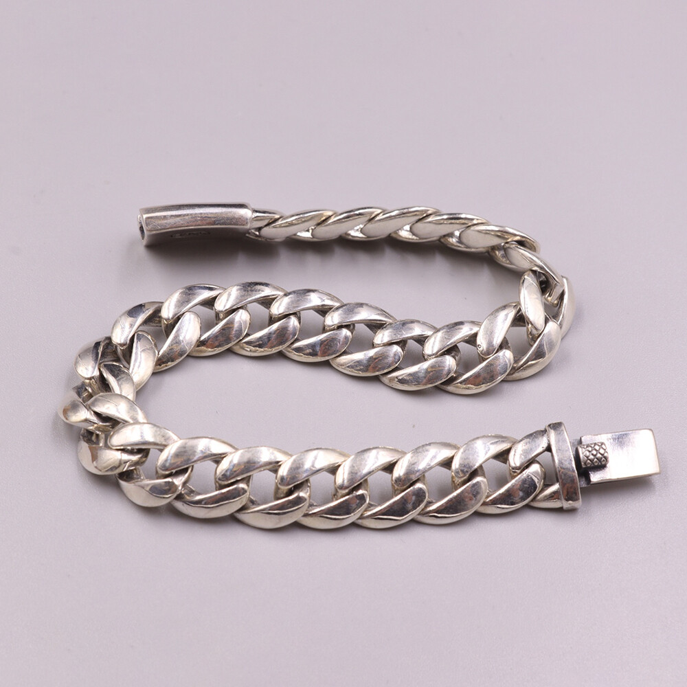 Men’s Solid 925 Sterling Silver Bracelet 10mm Cuban Curb Link Chain 8.26inch