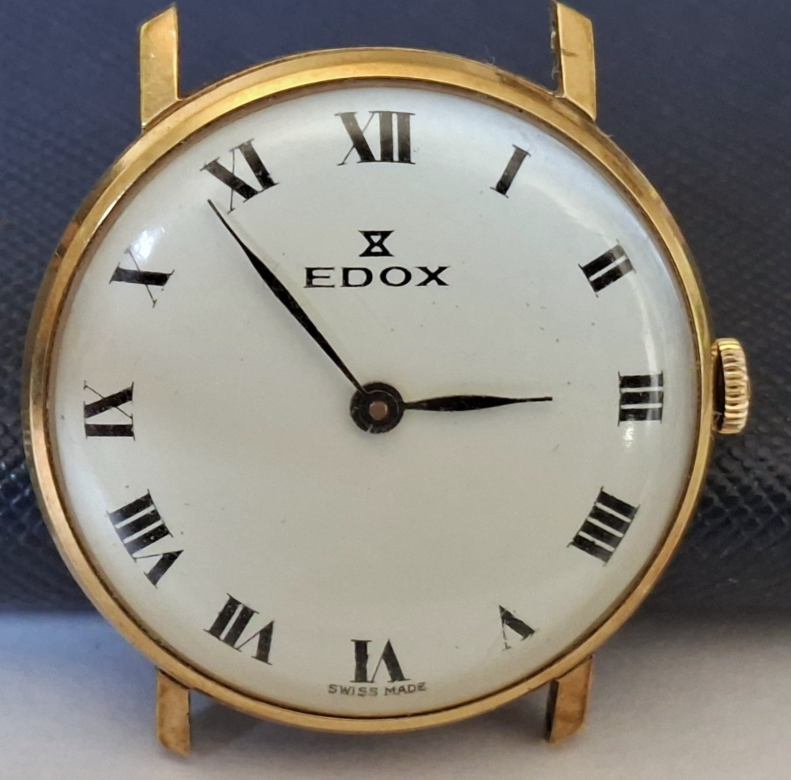 EDOX WATCH PORCELAIN DIAL MOVEMENT PESEUX 7040 WORKING SERVICED