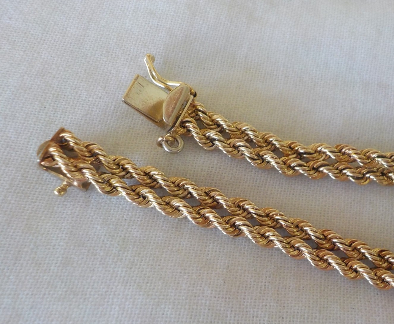 Solid 14K Yellow Gold Double Rope Sapphire Diamond Bracelet – 11.32 gms, 7.2 in
