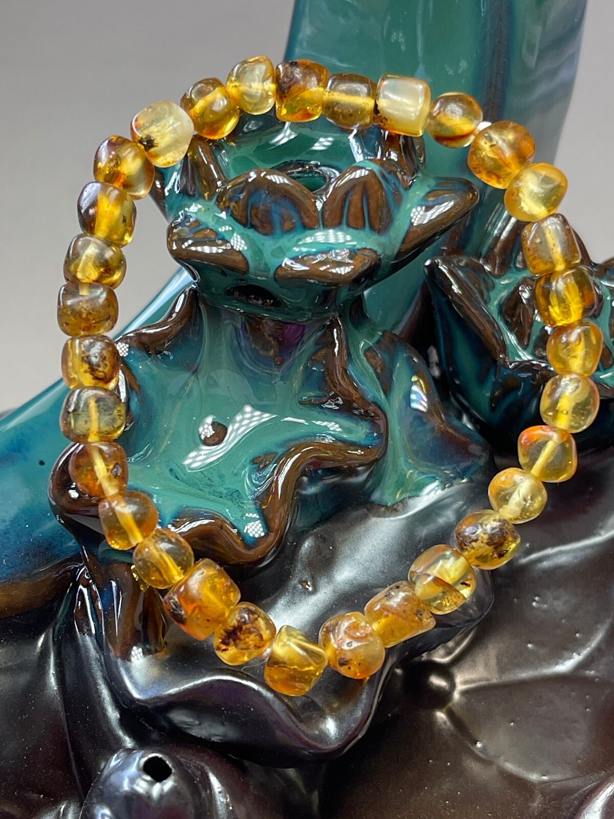 Baltic Amber Bracelet 2 Pieces Set Flower Amber Healing Stone Crystal Gemstone
