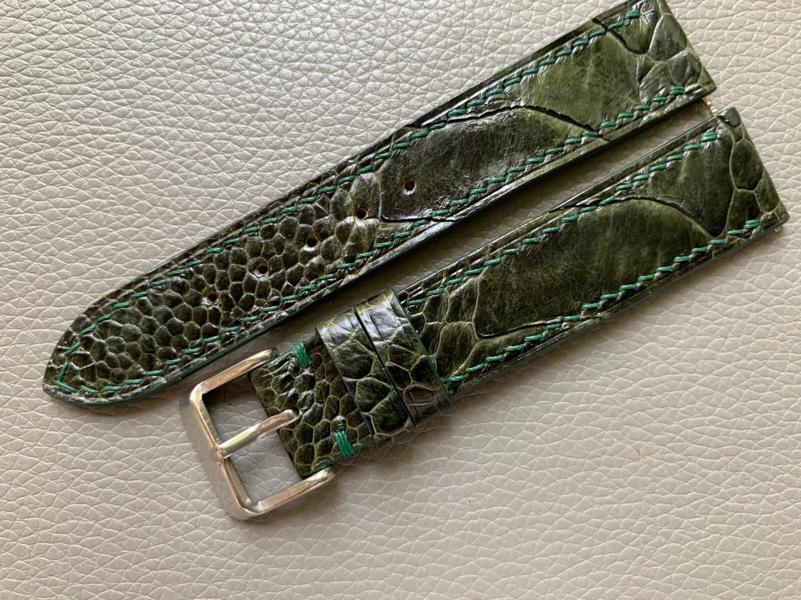 Green Genuine Ostrich skin leather watch strap band Custom Sizes 10mm to 26mm