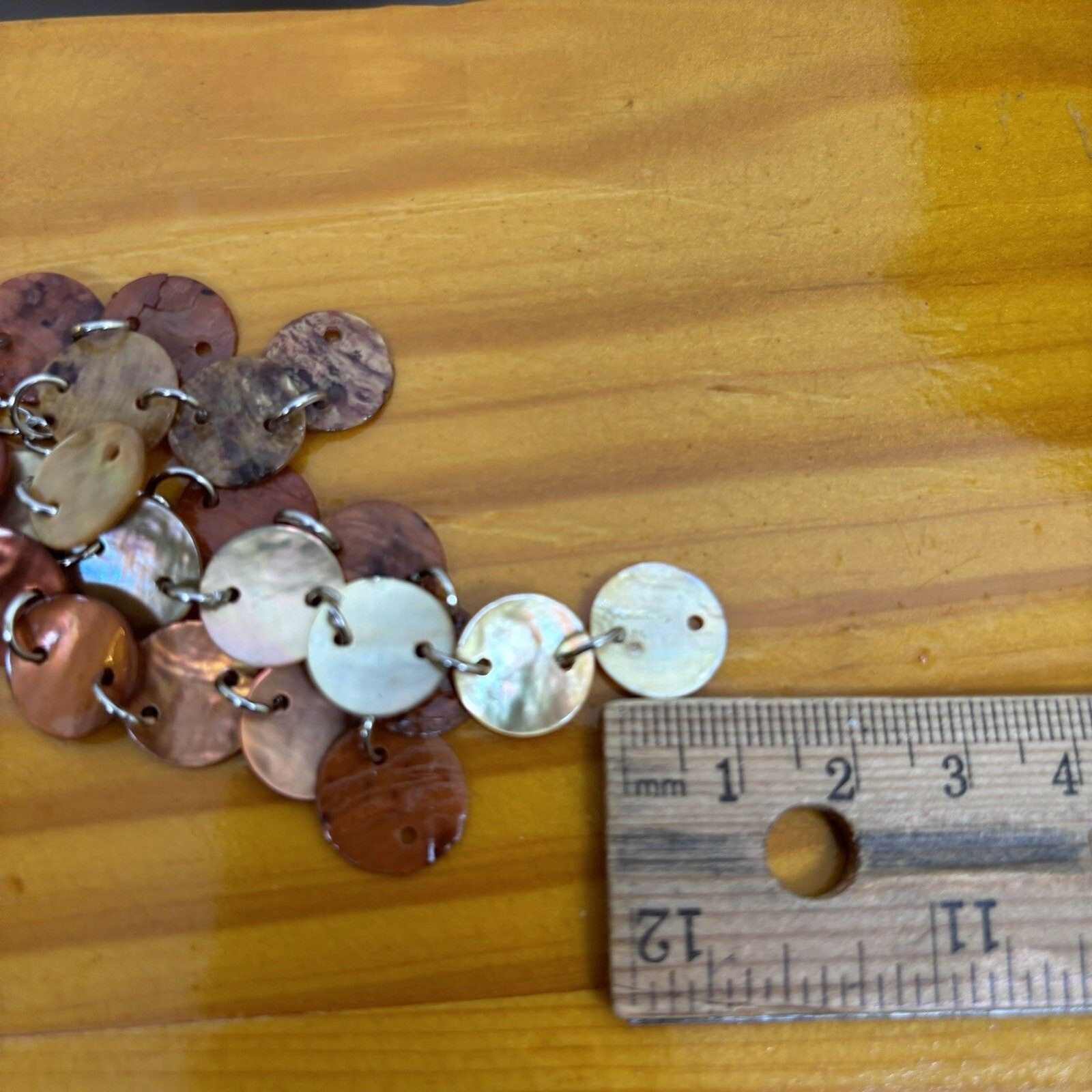 Bohemian Shell Necklace Gold Rust Ivory Brown Cream Dangle