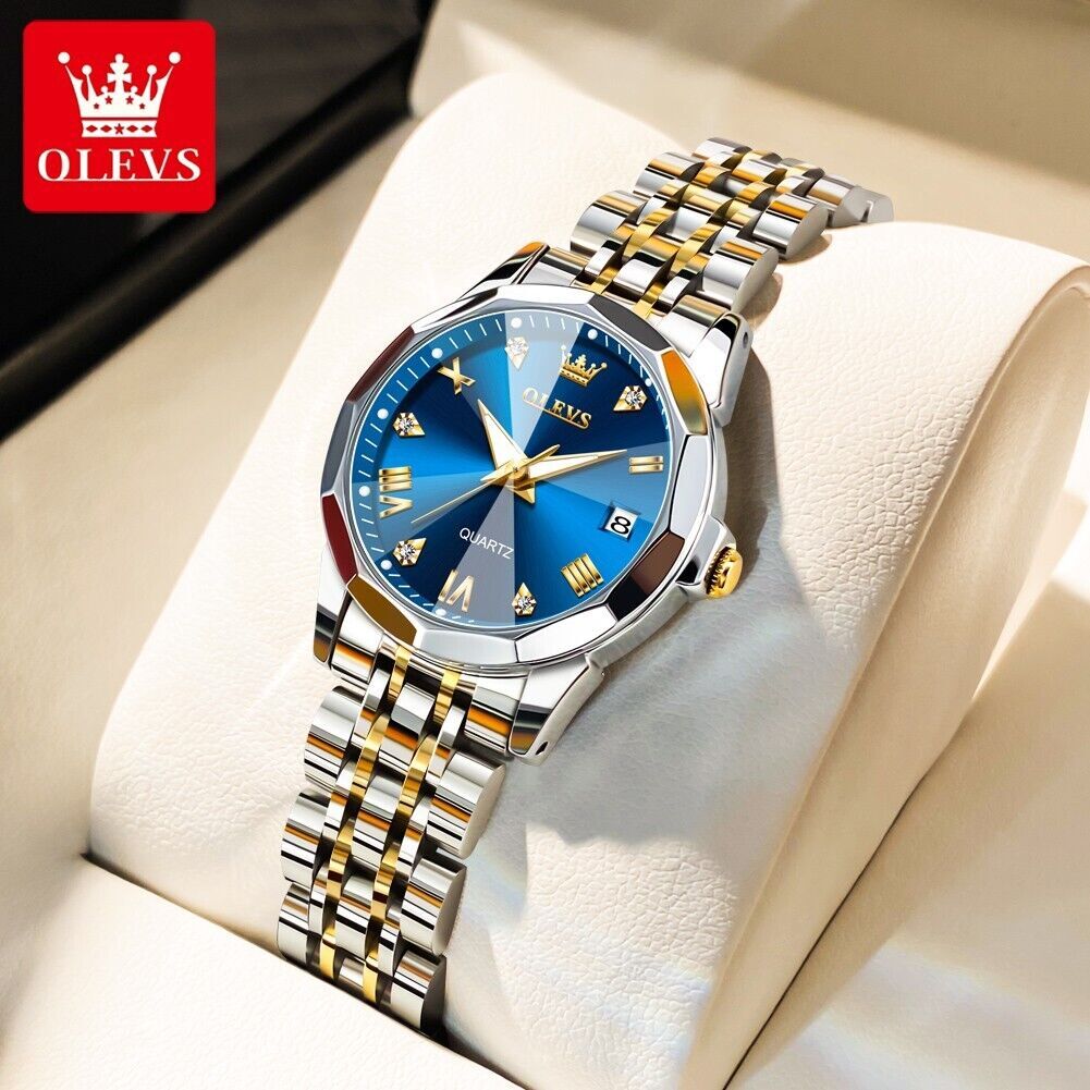 OLEVS Quartz Watch Calendar Stainless Steel Waterproof Women’s Wristwatches Gift