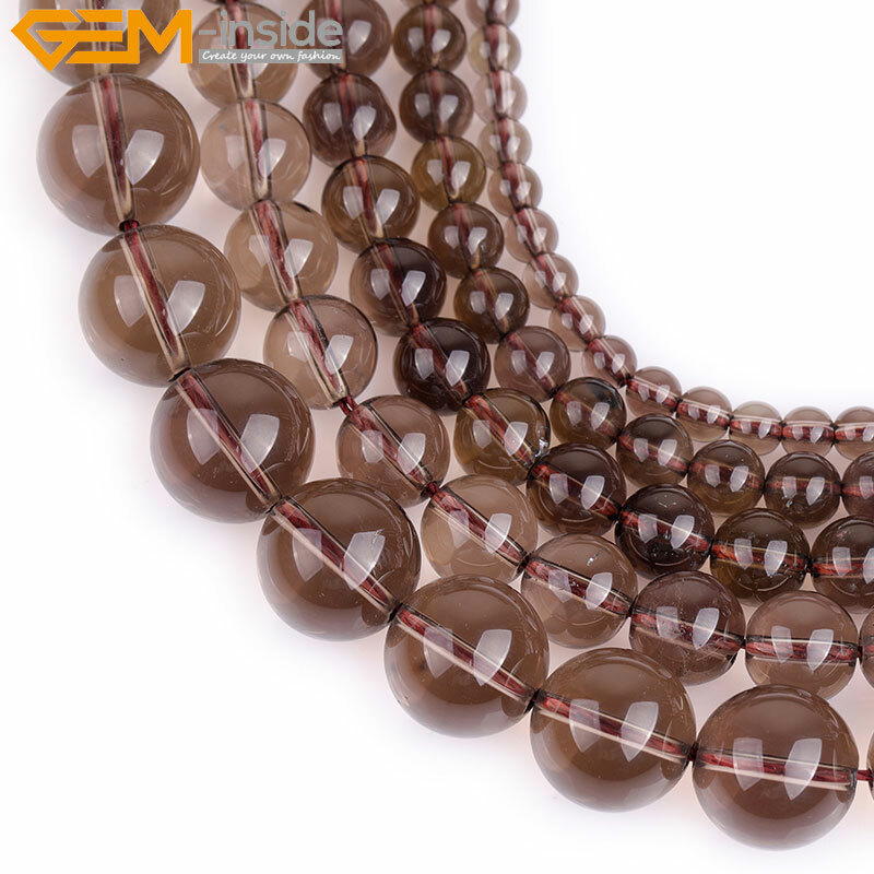 Light Brown Smoky Quartz Natural AAA Grade Round Beads For Jewelry Making 15”