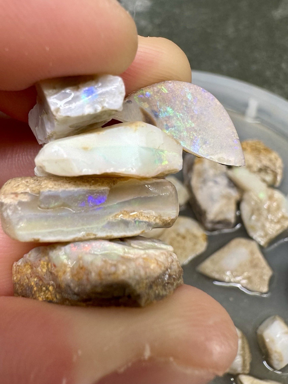 156ct Mintabie Australian Opal Rough Parcel 22pcs Multicolor Old Stock 1oz White