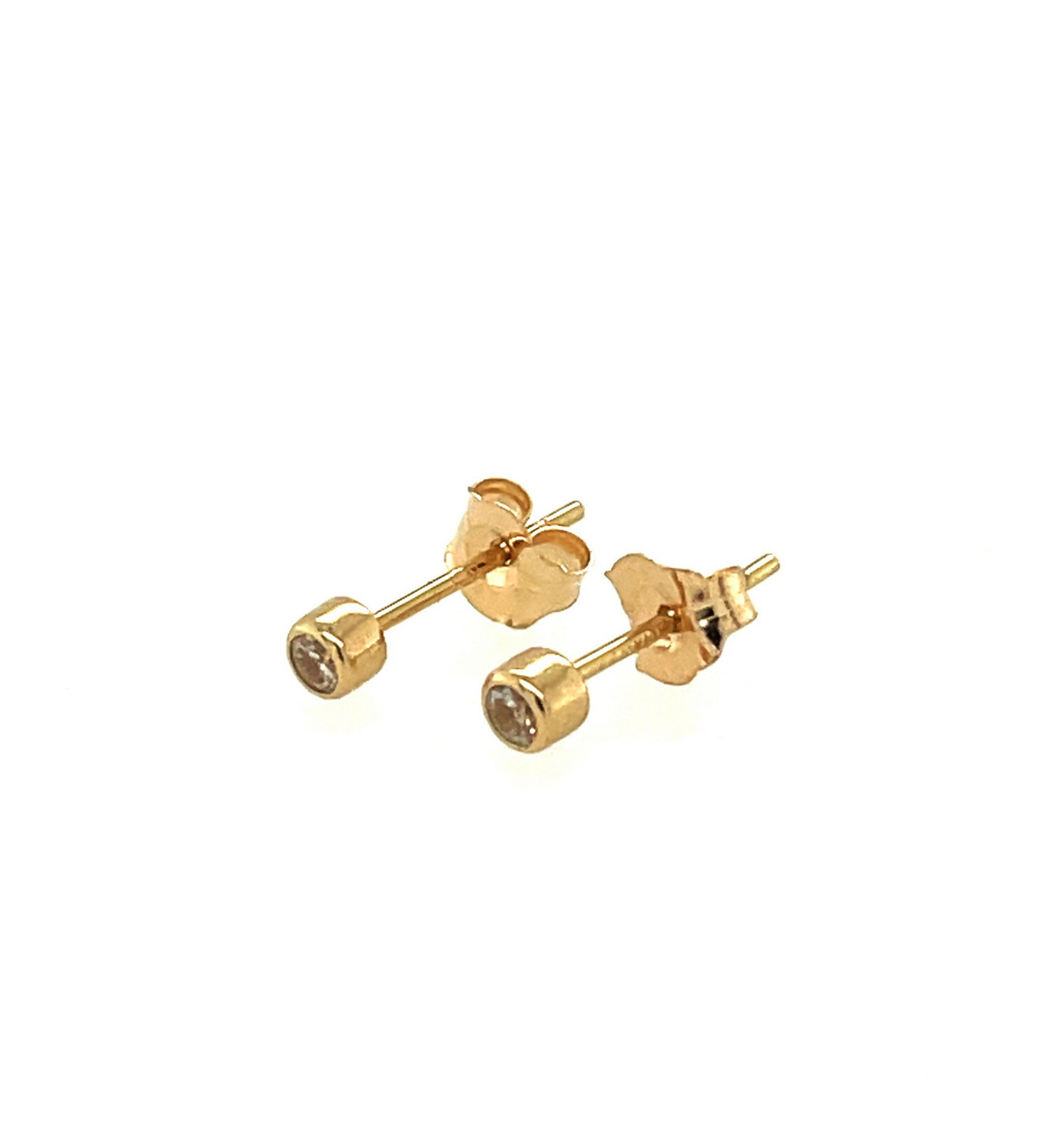 14K Yellow / White / Rose Gold Bezel Stud Earrings