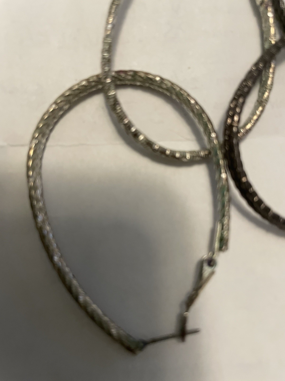 Lot of 3 Pairs Oval Textured Hoop Earrings Latch Back Gold Silver Black