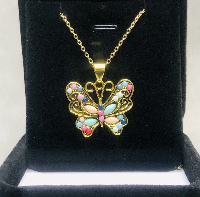 Colorful Butterfly Charm Necklace