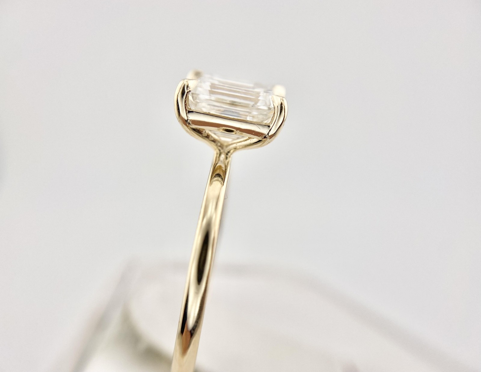 14k Yellow Gold Natural Emerald Cut Diamond GIA Certified Engagement Ring