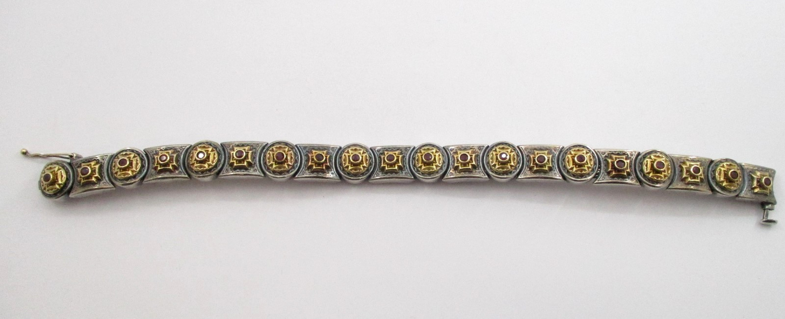 Konstantino 0.80 CTW Ruby Bracelet Sterling Silver 18K Gold 7.5″ 10.6MM