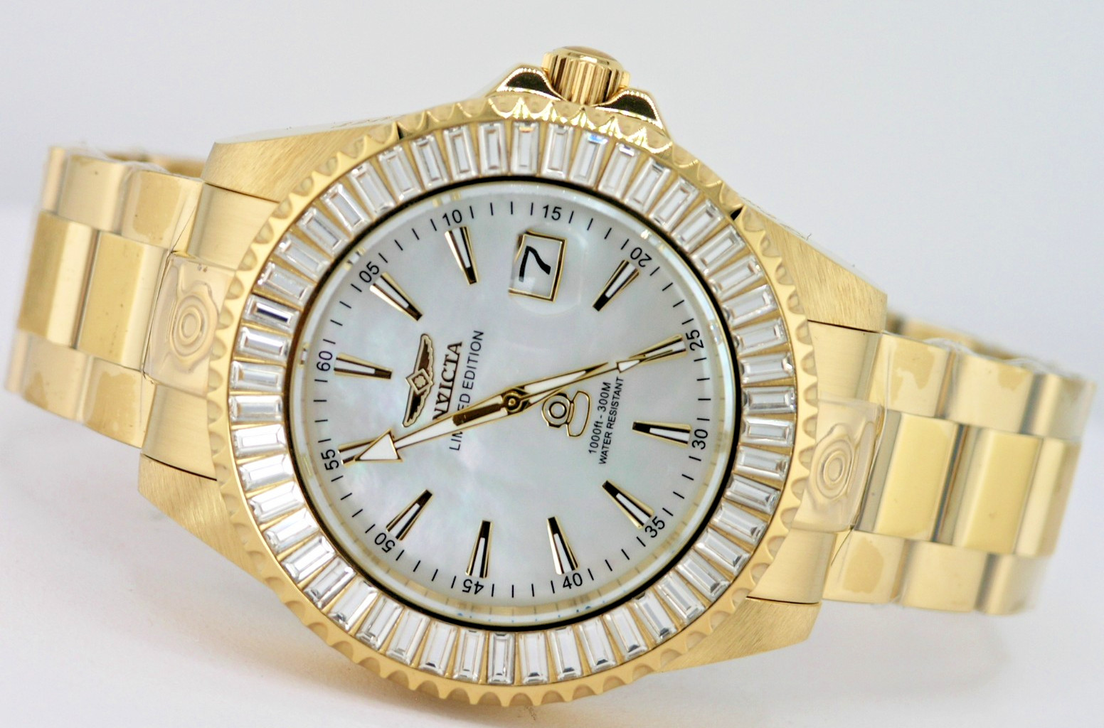 NEW INVICTA 47306 PRISMATA LIMITED AUTOMATIC DIVER 300M GOLD TONE WATCH 47MM MOP
