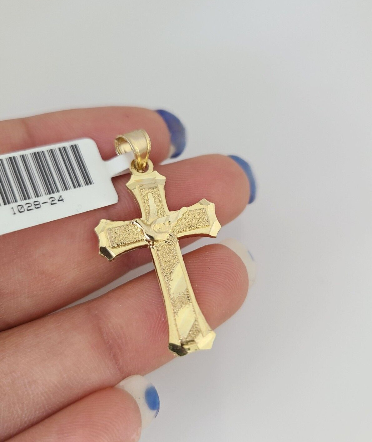 10k Jesus Cross Charm Pendant REAL 10Kt Religious Yellow Gold Genuine.
