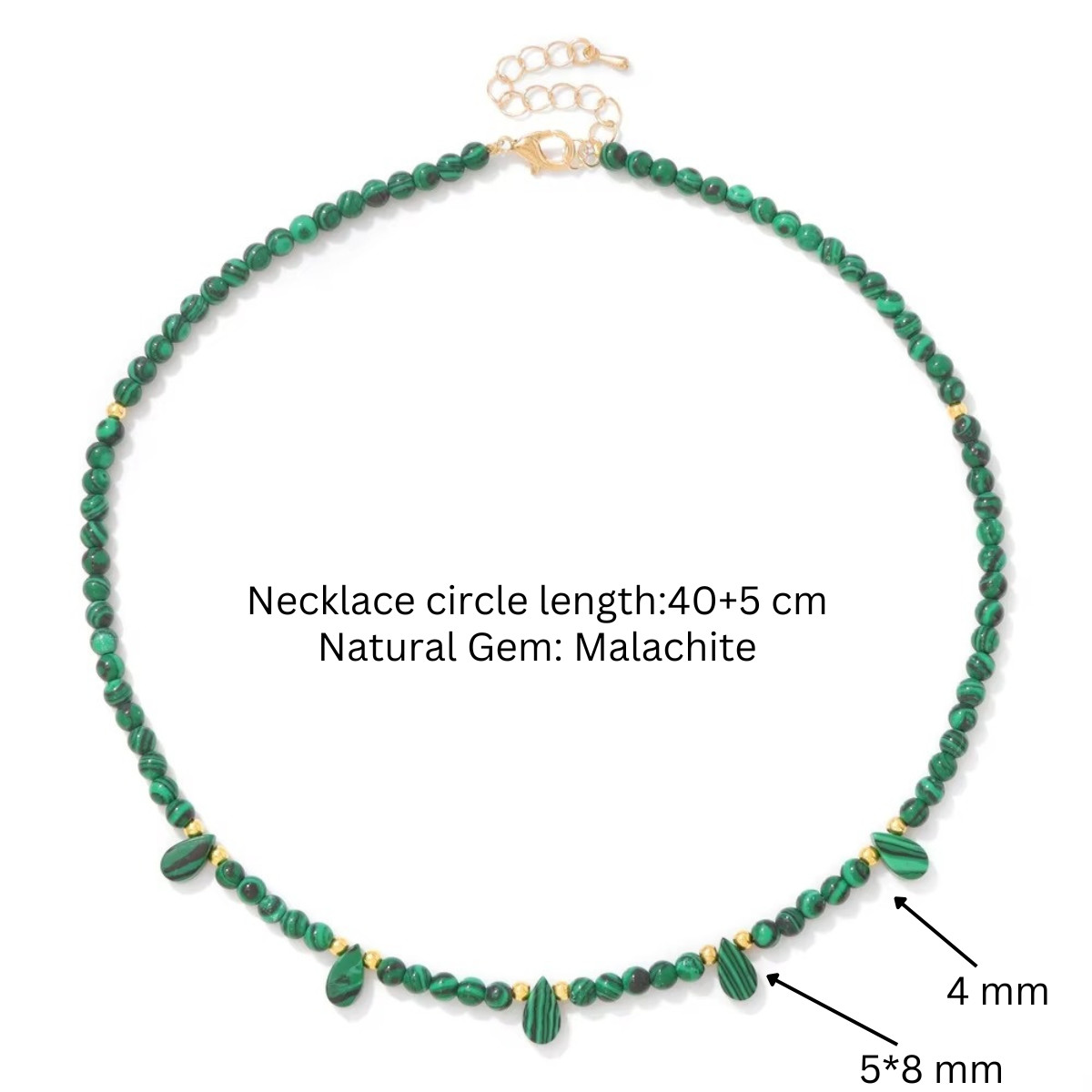Malachite Natural Stone Necklace Healing Crystal Handmade Jewelry