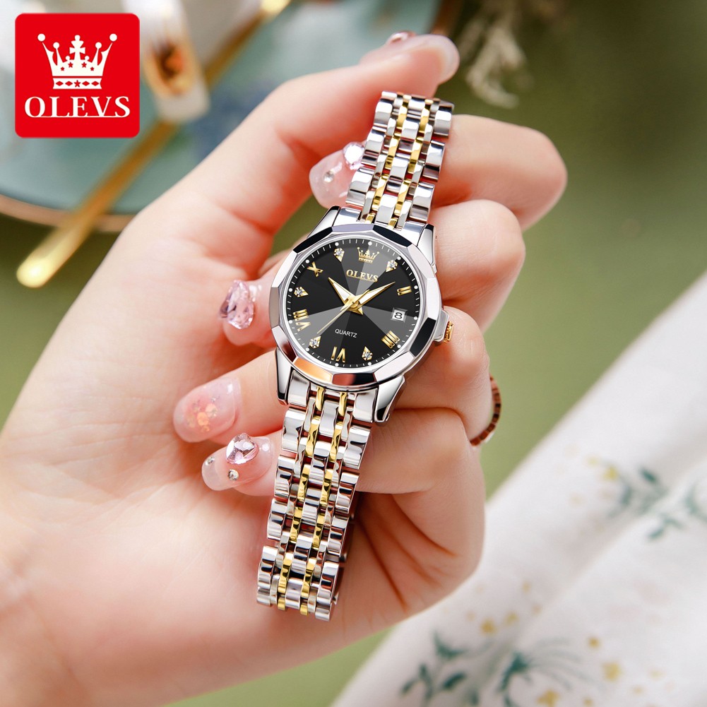 OLEVS Women Watch Stainless Steel 3 ATM Waterproof Wristwatch