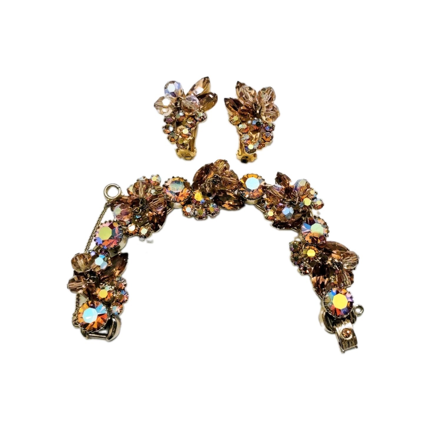 Juliana D&E Cha Cha Bracelet Matching Earrings Topaz AB Rhinestones