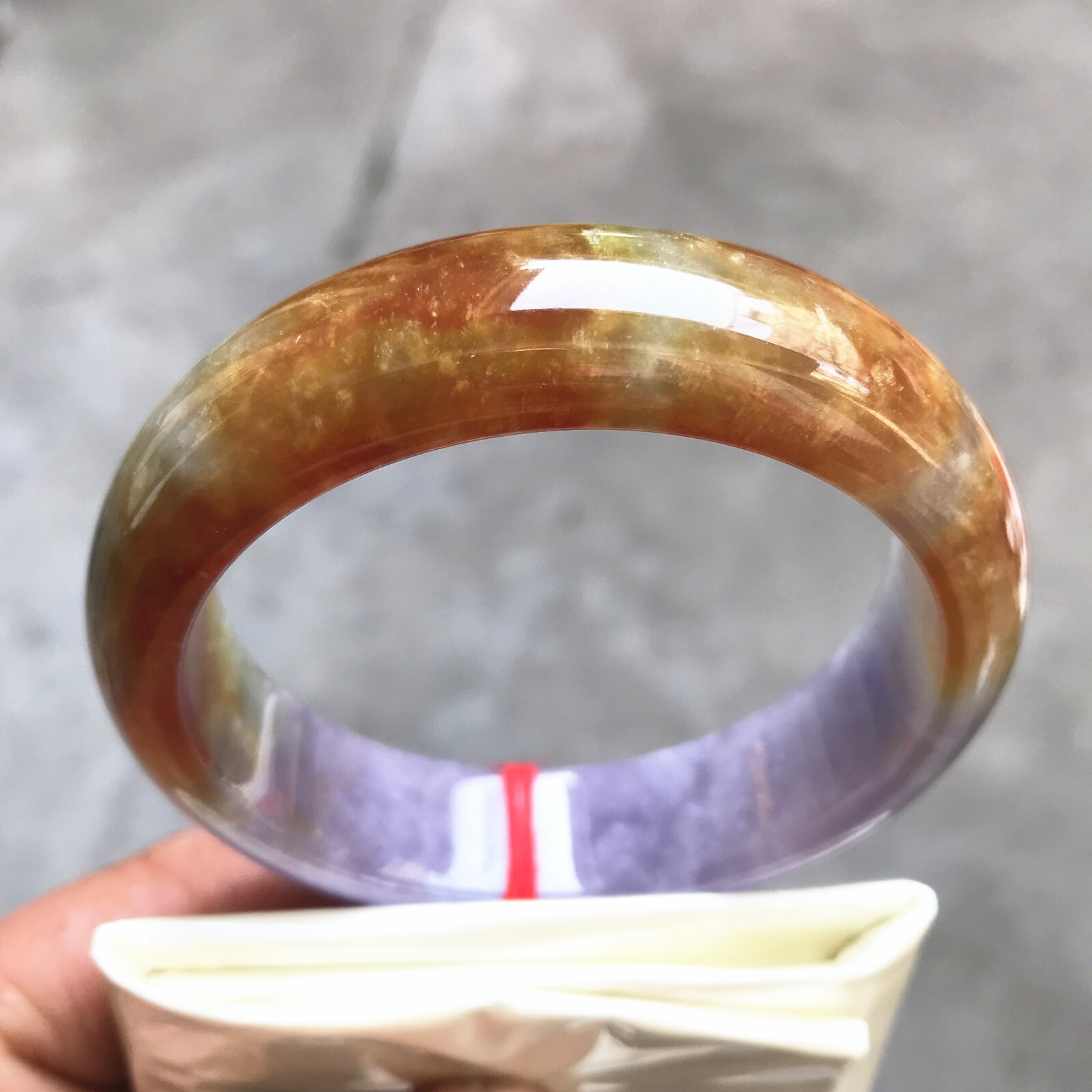 58.3mm Natural Ice Red Lavender Jadeite Jade Bracelet Burma Jade Bangle