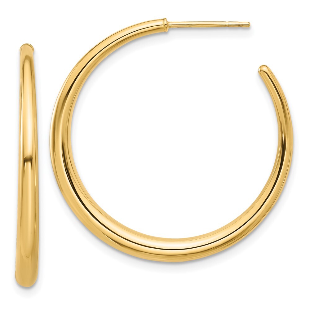 32.1mm 14K Yellow Gold Polished Hoop Post Earrings TF2278