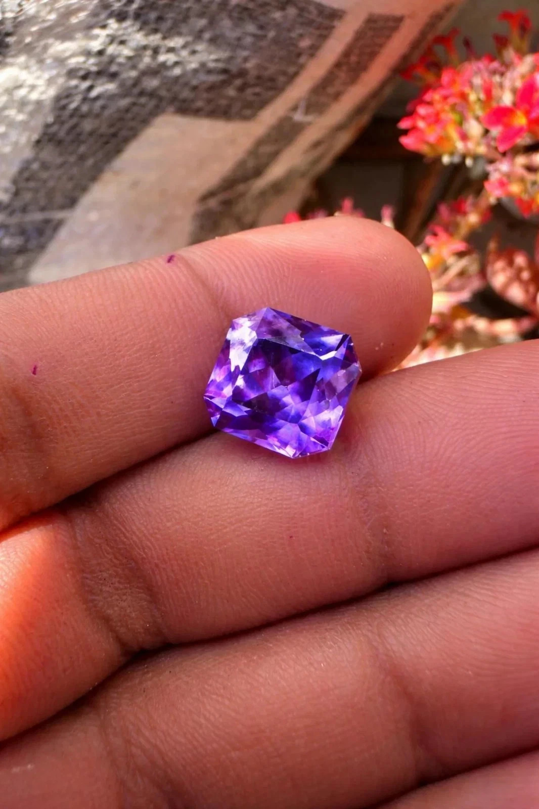 Flawless Natural 10 Ct Purple Blue Sapphire Asscher Cut Certified Loose Gemstone