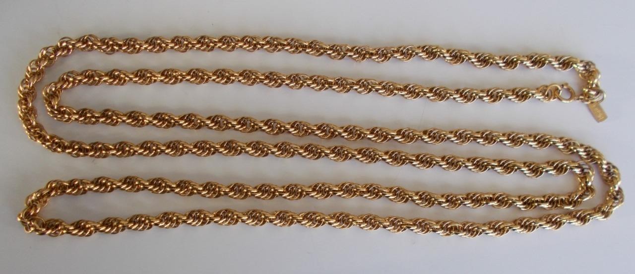 Vintage Monet Signed 57″ Jumbo Rope Chain Necklace Gold Tone