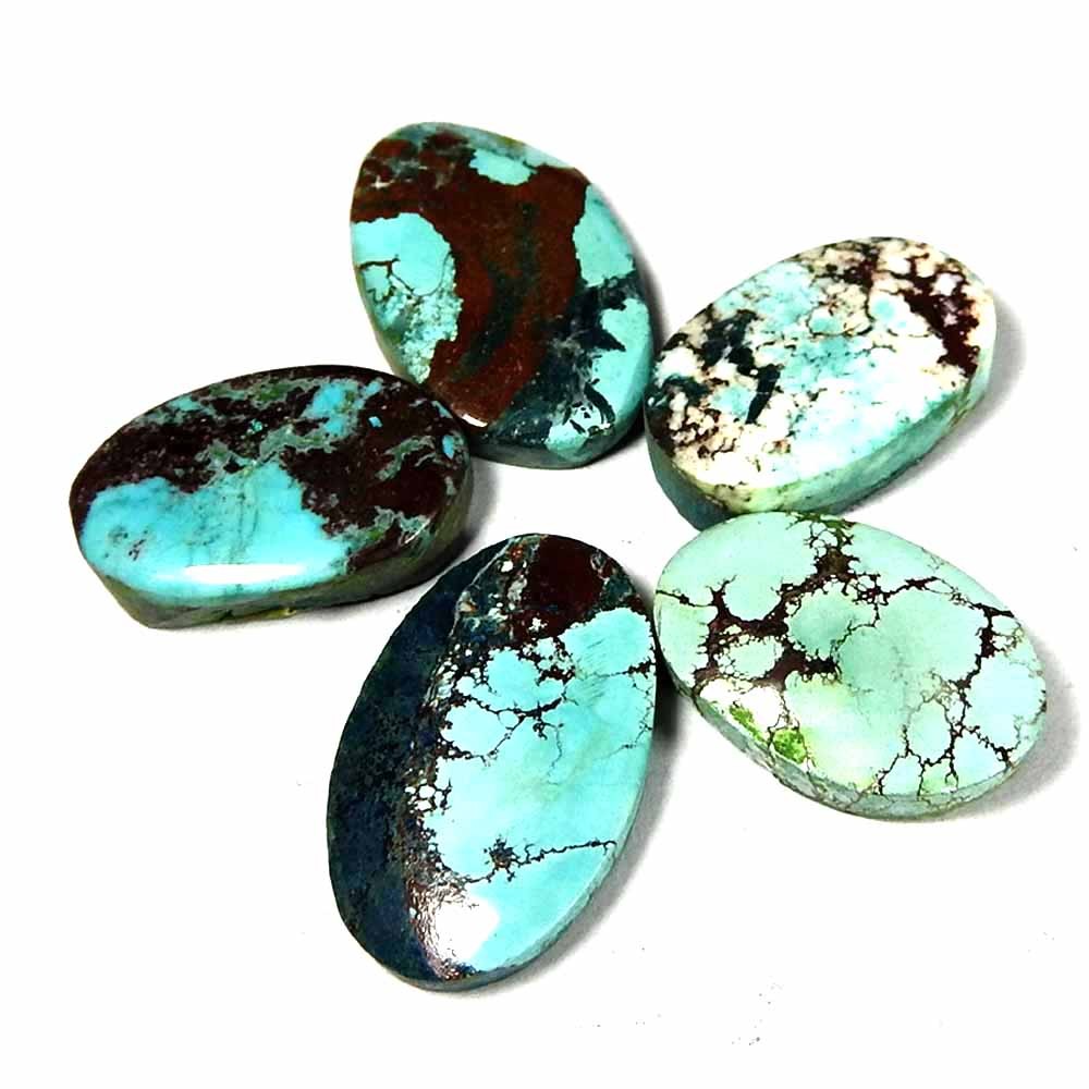 77.35CtsNatural American Turquoise Oval Cabochon Lot Loose Gemstone