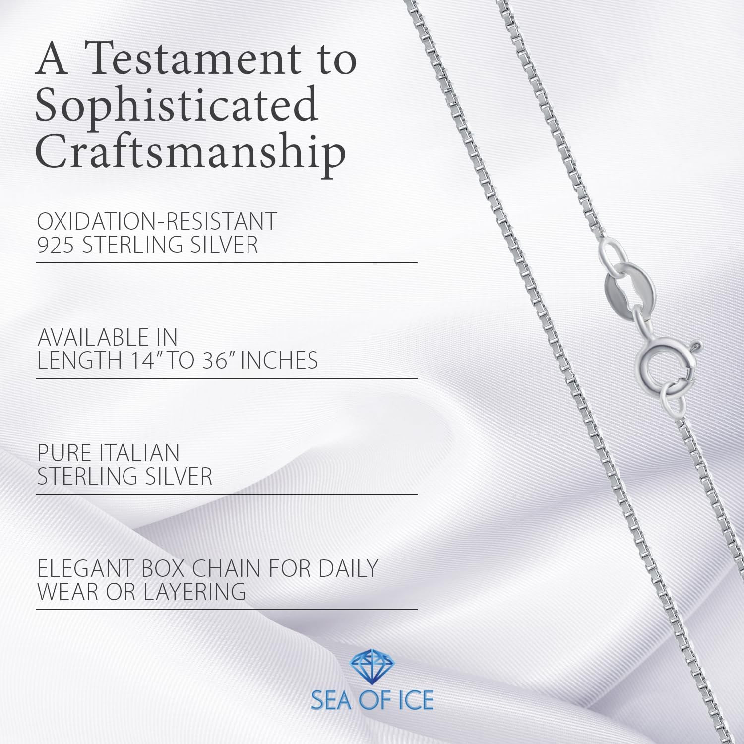 925 Sterling Silver Chain Necklace with Ring Clasp – Multi-Color Options