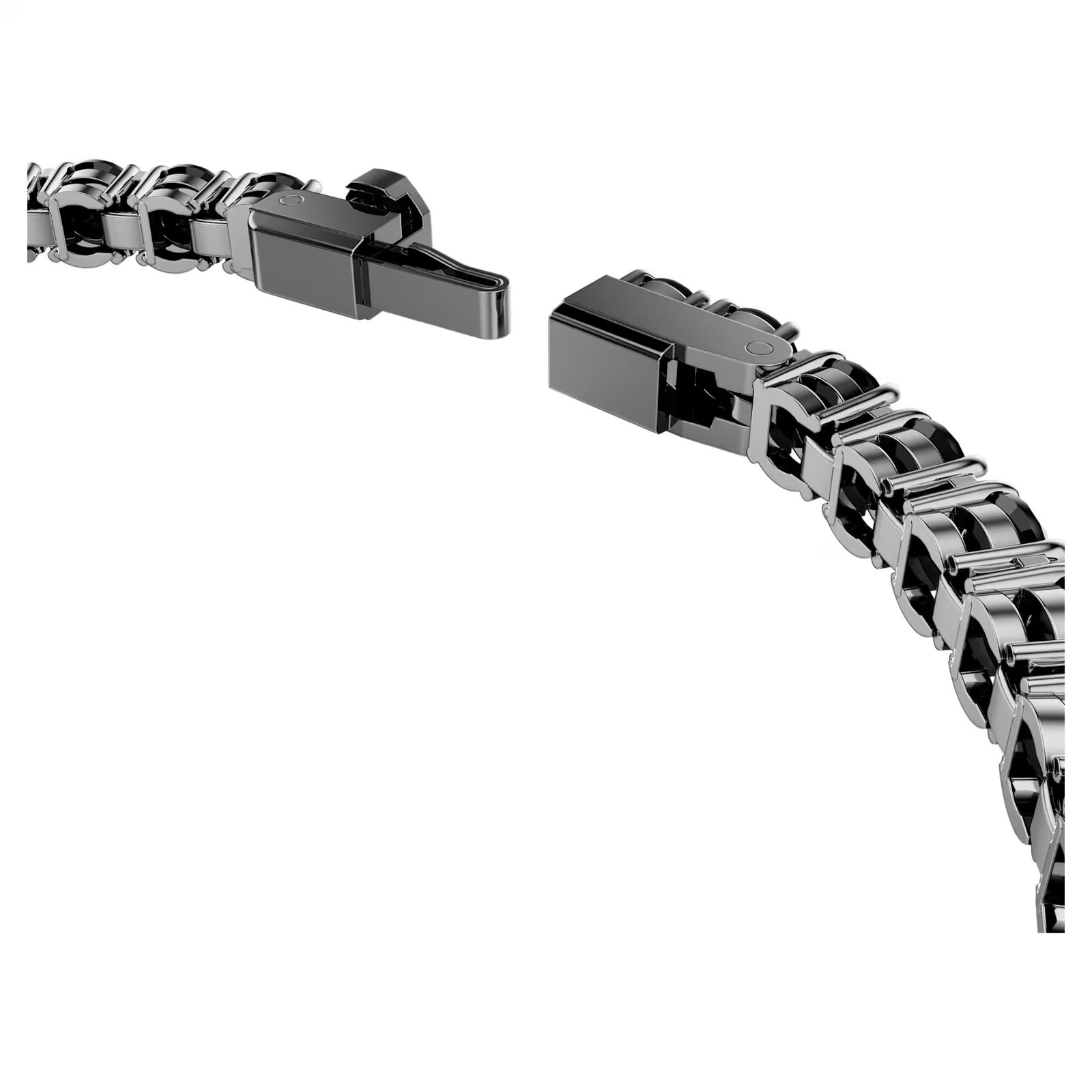 Swarovski Matrix Tennis Bracelet, Round Cut, Black, Ruthenium 5696033 (Size XL)