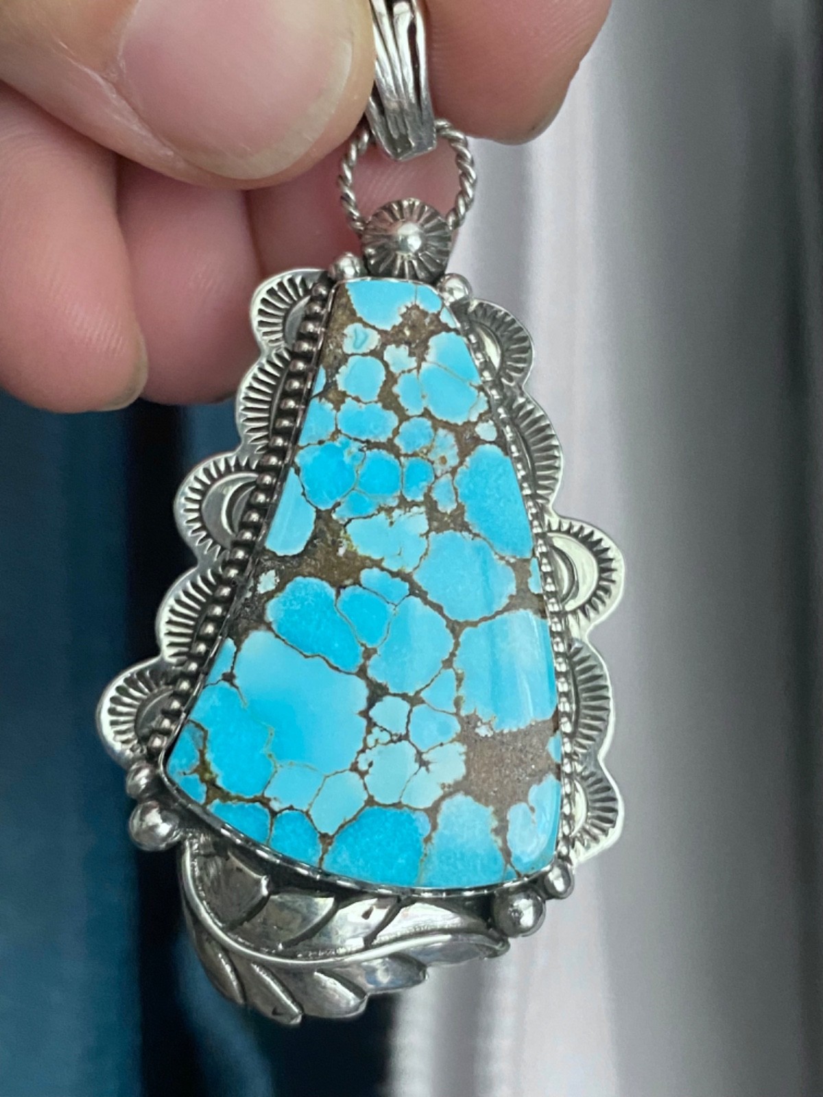 BRAND NEW Appaloosa Turquoise Stamped Floral Pendant 925 Silver