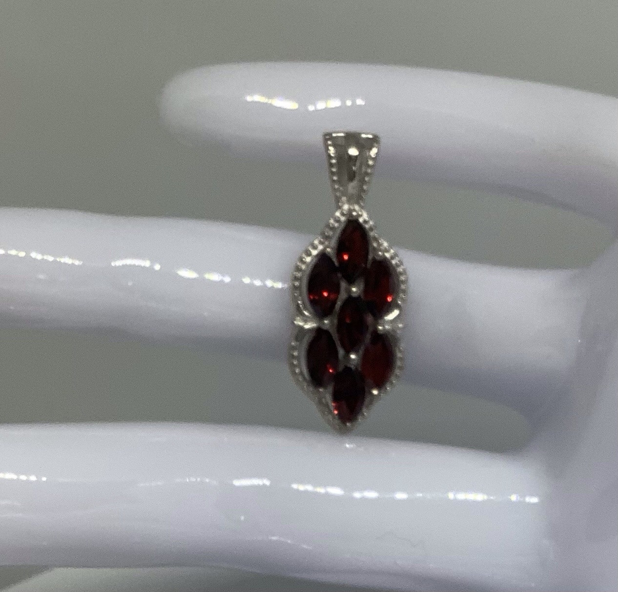 Mozambique Garnet, Platinum / Pure Brass Pendant