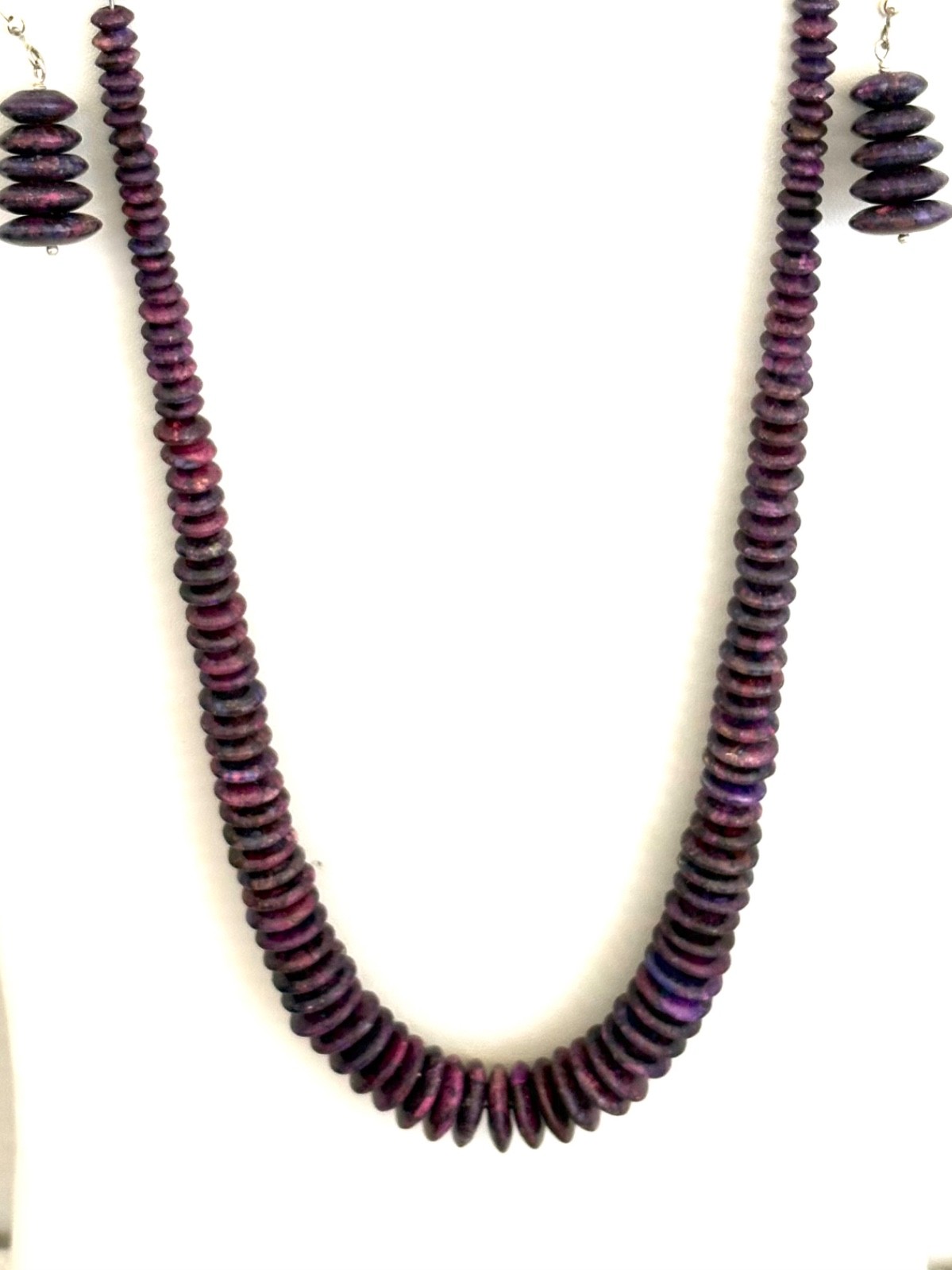 Jay King PURPLE TURQUOISE Beaded Necklace & Matching Dangle Earrings
