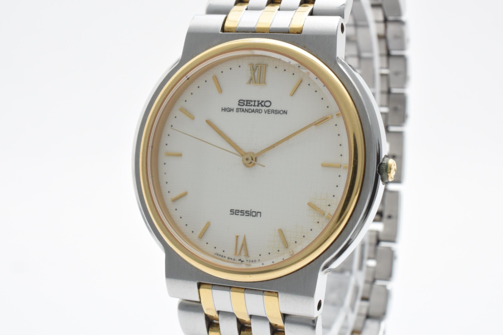 SEIKO Session 8N41-7010 Quartz Two-Tone Analog Bracelet Watch Silver Dial 34mm